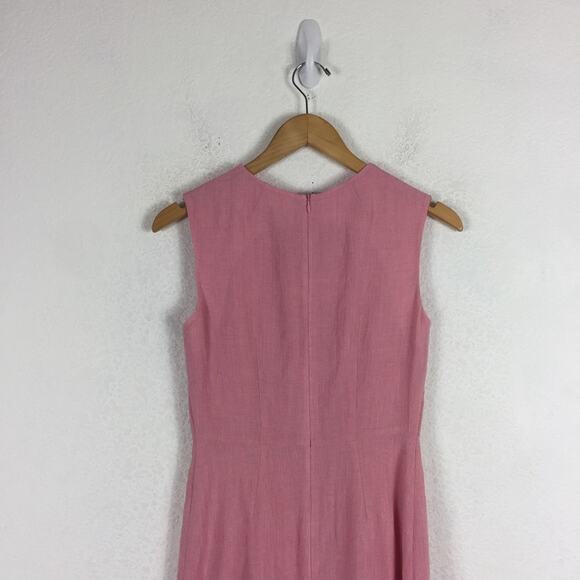 Cefinn Voile Pink Sleeveless Contrast Piping Midi Dress Size 2 - Picture 13 of 15